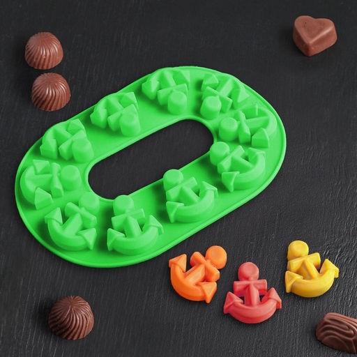 Цена за 2 шт. Форма для шоколада Доляна Якорь, силикон, 20.5?13.5?1 см, 10 ячеек, МИКС фото 8