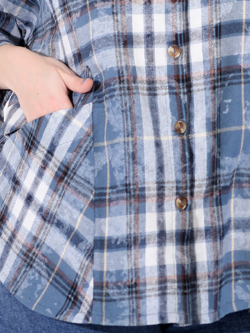 Синяя рубашка в клетку - Almond фото 3