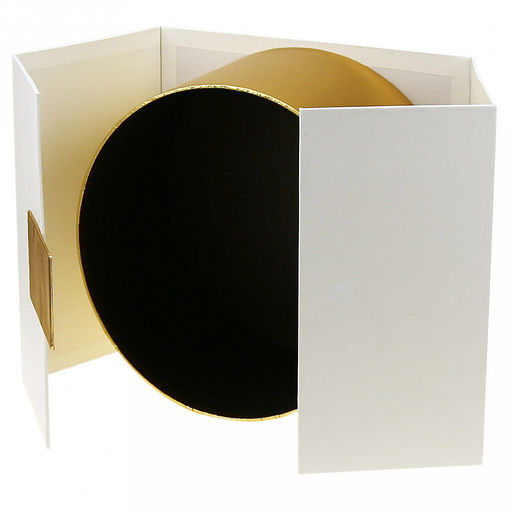 Коробка подарочная 22х22х13см "Круг" золотой в белой коробке (ДМ)