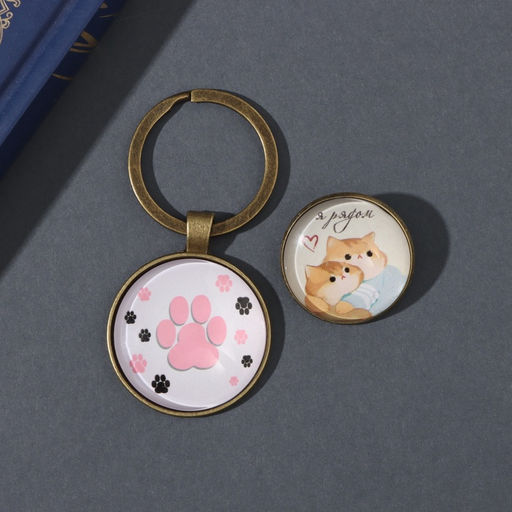 Набор: брелок для ключей и значок для одежды, рюкзак Котики. Я рядом, 6?11 см