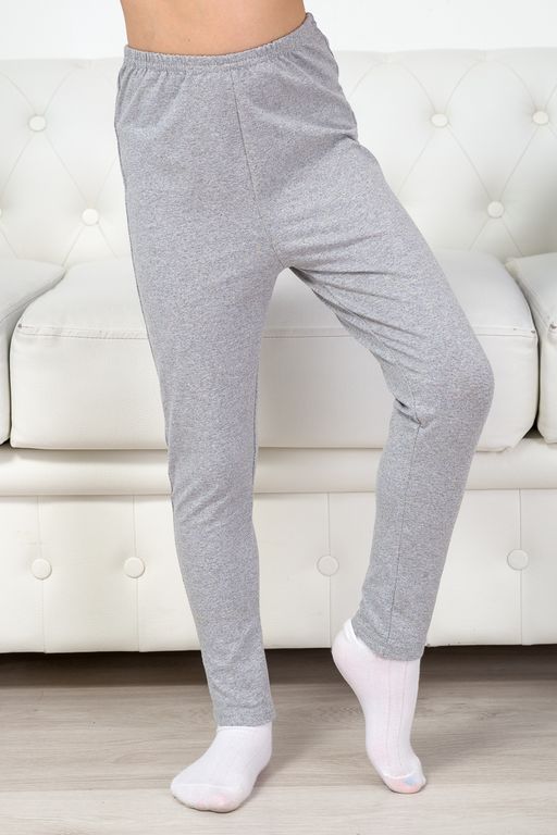Легинсы подростковые из кулирки с лайкрой серый меланж - Амадэль фото 4