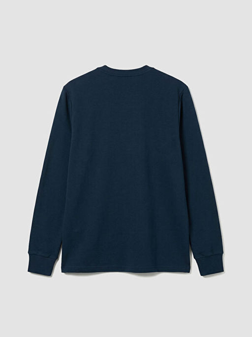 Bisiklet Yaka Bask?l? Erkek Sweatshirt