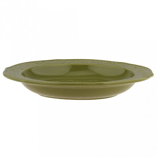 "Русское поле" Тарелка глубокая фарфоровая д215мм, h32мм, 380мл, волнистый край, фактурный глянец, зеленый, в коробке (Китай)