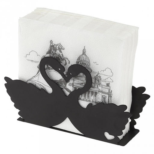 Салфетница металлическая, окрашенная Лебеди 15,7х5см h9,2см, цвет - черный матовый (Китай) - Домашняя мода фото 4