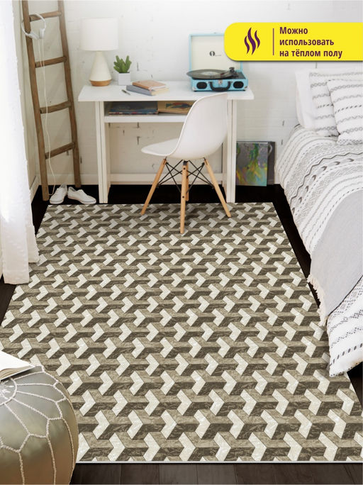 Коврик вырезной icarpet PRINT антискользящий (140) Иллюжн 150х200 бежево-коричневый S  фото 2