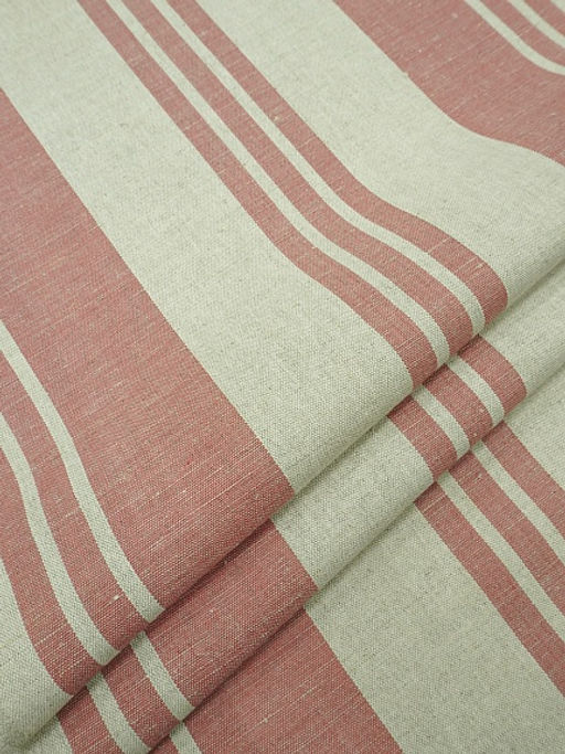 Холст-дорожка Бордовые полосы (на суровом), ш.0.5м, лен-49%, хлопок-51%, 230гр/м.кв - Купава фото 5