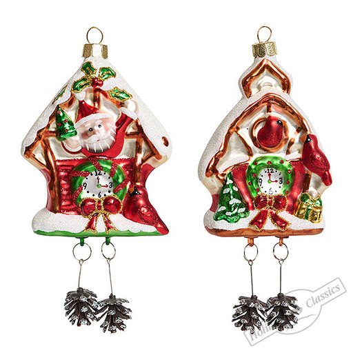 Часы-ходики "Рождественские", асс. из 2-х (стекло) 7,5х3,5х17 см