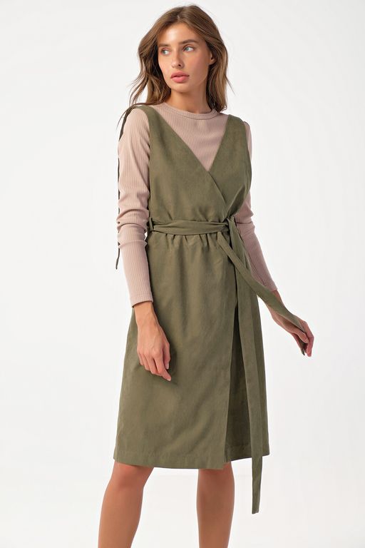 Сарафан с запахом для офиса кэмел - Fly фото 8