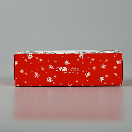 Цена за 5 шт. Коробочка для макарун новогодняя «Снегири», 18×5.5×5.5 см