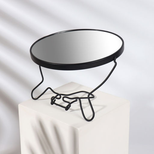 Зеркало настольное - подвесное, двустороннее, с увеличением х2, d зеркальной поверхности 16.2 см, чёрное