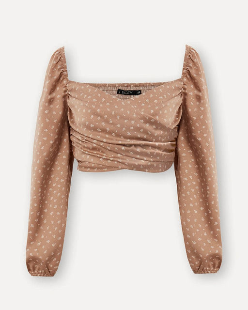 Бежевый топ с драпировкой - Incity фото 9