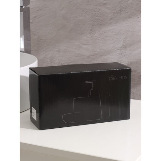 Набор для ванной SAVANNA Молния, 4 предмета, мыльница, дозатор для мыла, 2 стакана, чёрный  фото 8