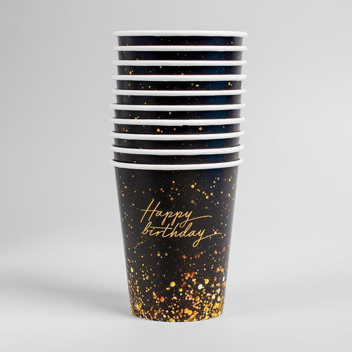 Цена за 10 шт. Стакан бумажный Happy Birthday, 250 мл - Страна карнавалия фото 2