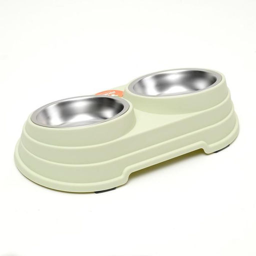 Миска металлическая двойная наклонная на пластиковом основании, 28.5157 см, зелёная - Пижон фото 4