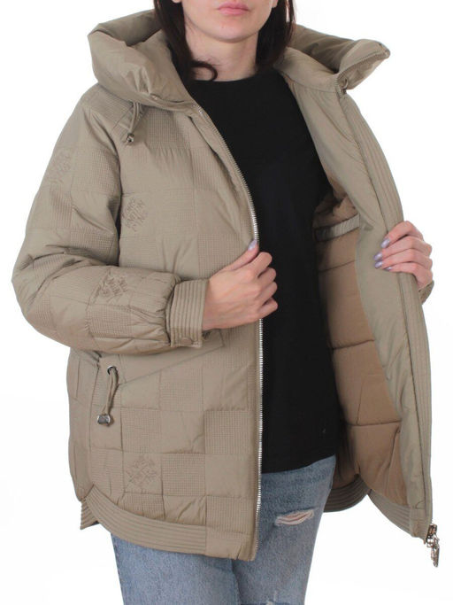 A05 BEIGE/GREEN Куртка стеганая зимняя женская (150 гр. холлофайбер) - Fashion фото 7