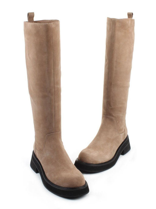 02-E37B-70HL BEIGE Сапоги демисезонные женские (натуральная замша)