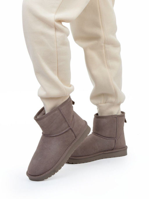 04-PF5854-4 GRAY/BEIGE Угги женские (натуральная замша, 100% шерсть)
