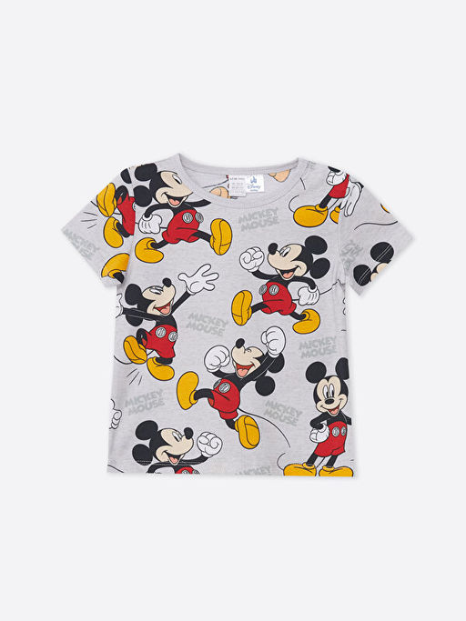 Bisiklet Yaka K?sa Kollu Mickey Mouse Bask?l? ?ortlu Erkek Bebek Pijama Tak?m? - Waikiki фото 2