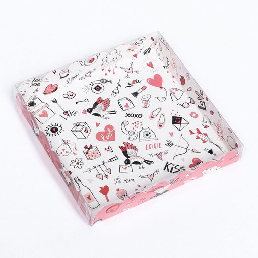 Цена за 5 шт. Коробка для печенья, Love you 18×18×3 см