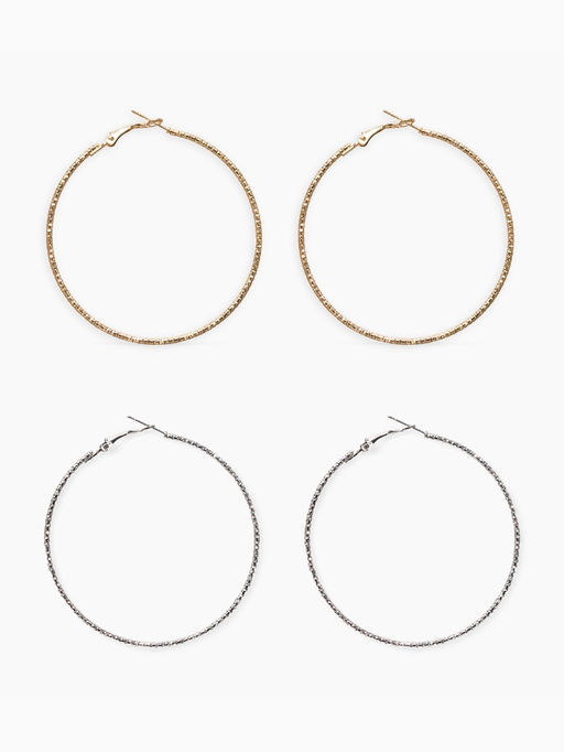 Цена за 2 шт. Серьги-кольца «Рельеф», миксы, d=5.7 см