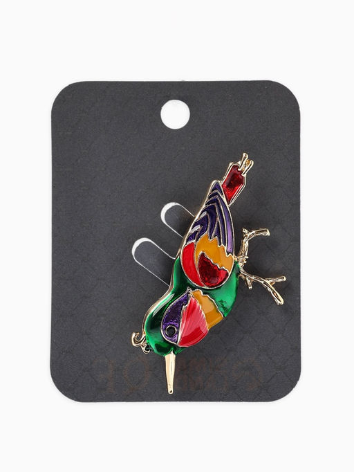 Брошь «Птица» синица, цветная в золоте