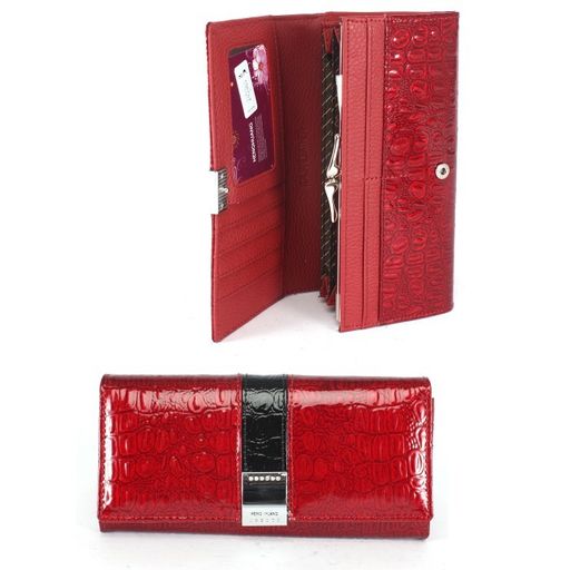 Кошелек женский натуральная кожа Henghuang-AE 107-1, защелка внутри, 6отд, 10карм, красный SALE 245369
