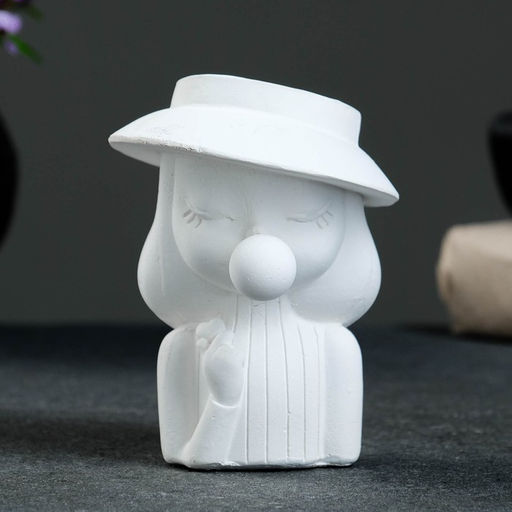 Фигурное кашпо для цветов Девочка со жвачкой, 50 мл, 11?9?9 см, гипс, белое - Хорошие сувениры фото 4