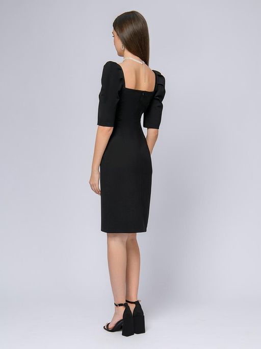 Платье черное с пышными рукавами и глубоким декольте - 1001dress фото 3