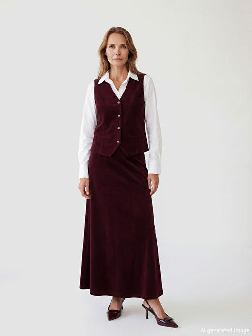 V Yaka Fitilli Kadife Kad?n Yelek