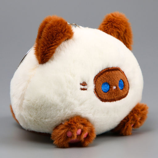 Мягкая игрушка Котик-кругляш на брелоке, 11 см, цвет бело-коричневый - Simaland фото 4