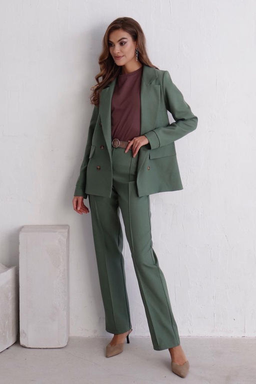 11722 Брюки со стрелками в приглушённом зелёном - Martichelli фото 30