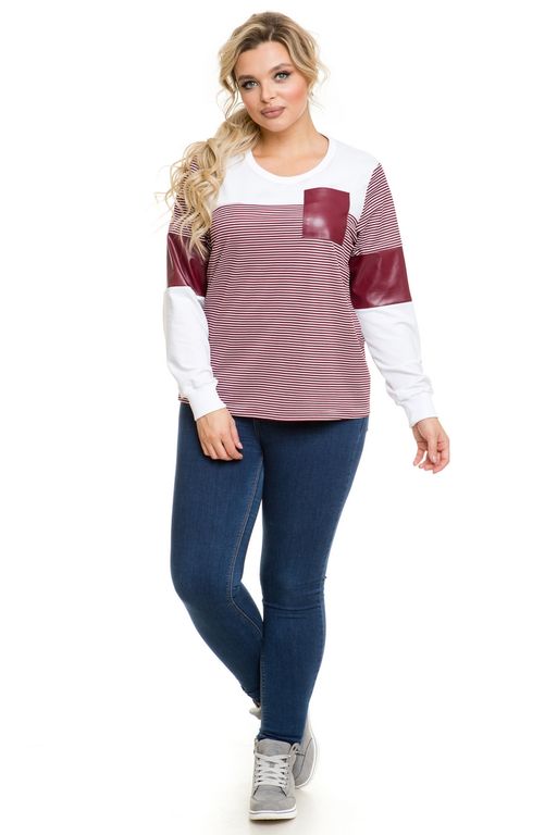 Свитшот 1119 бордовая полоска - Novita фото 7
