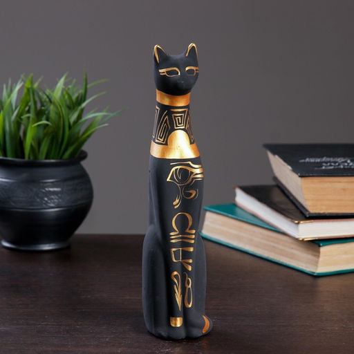 Фигура керамика «Кот Египетский», роспись, чёрный, 5×6.5×22.5 см