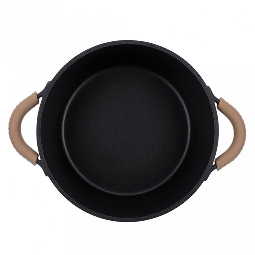 Кастрюля с антипригарным покрытием Fiamma 2,6л, д20см, h16см, s1,6мм, дно s4,5мм, литой алюминий, стеклянная крышка, пароотвод, бакелитовая ручка с покрытием soft-touch, силиконовые съемные ручки-прихватки, капсульное дно, цветная коробка, Regen - Домашняя мода фото 2