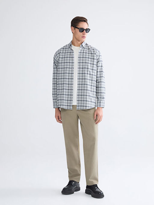 Regular Fit Uzun Kollu Ekose Gabardin Erkek G?mlek