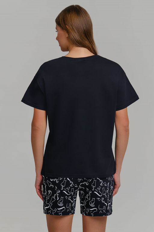Арт. 9149 Пижама с шортами 42-50 (5 шт) Цвет:верх-черный,белый,низ-черный,белый - Калинка фото 7