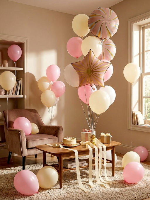 Воздушные шары "Розовые грани" фольга, латекс, набор 12 штук