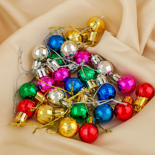 Ёлочные игрушки Диско, шары новогодние, d=2 см, набор 24 шт., МИКС