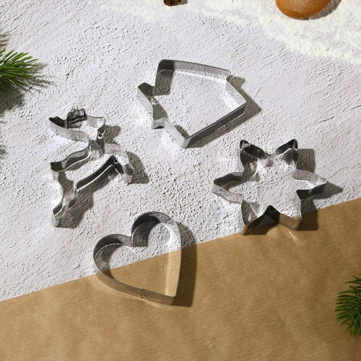 Формы для выпечки новогодние Рождество, набор 4 шт. + лопатка