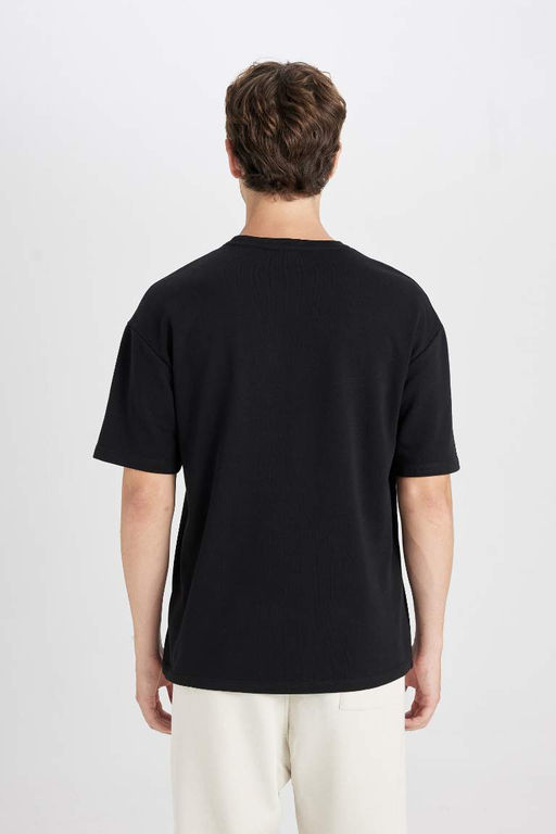 Базовая футболка свободного кроя с круглым вырезом и короткими рукавами - Defacto фото 6