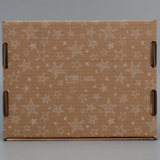 Цена за 5 шт. Коробка сборная с окном Звезды, бурый ,27х10х21 см - Дарите счастье фото 4