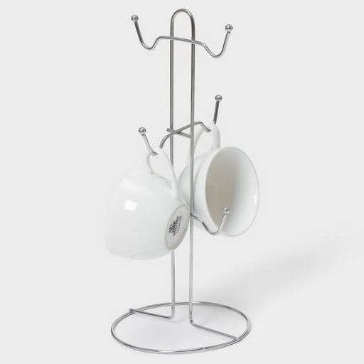 Держатель для кружек на 6 предметов Доляна, 13.5×13.5×31 см, серый