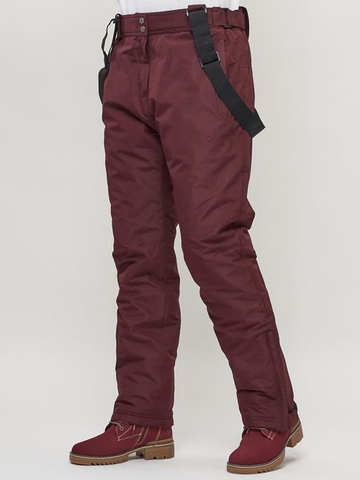 Полукомбинезон брюки горнолыжные женские big size бордового цвета 66413Bo - Colannia фото 6