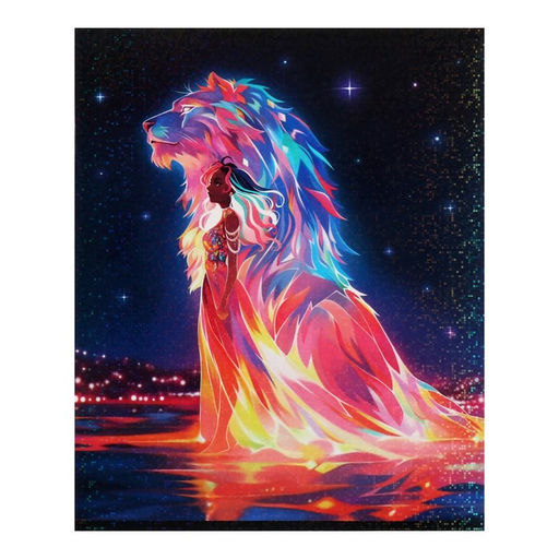 Комплект тетрадей из 5 штук 48 листов в клетку Calligrata TOP «Девушка и лев», обложка мелованный картон, голографическая ламинация, блок офсет