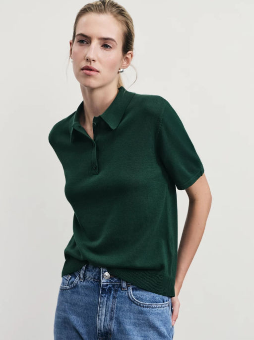 Джемпер поло из хлопка с короткими рукавами / Zarina