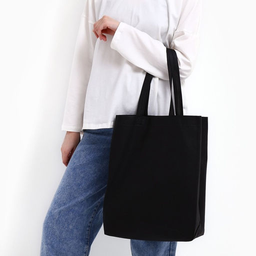 Цена за 3 шт. Шопер, 42×10×30 см, однотонный, без подклада, цвет чёрный