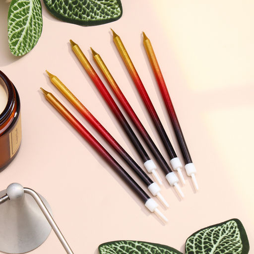 Свечи в торт Ройс. Градиент, 6 шт, высокие, 13 см, чёрный, бордовый, золотой - Страна карнавалия фото 3