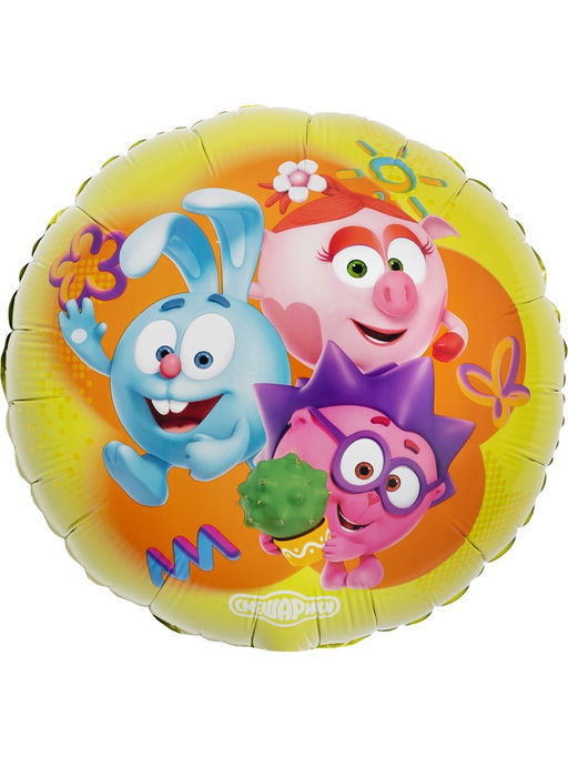 Цена за 2 шт. Воздушный шар фольгированный 18" «Смешарики»