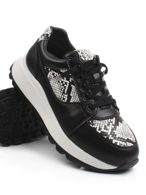 03-A847-10 BLACK Кроссовки женские (натуральная кожа)
