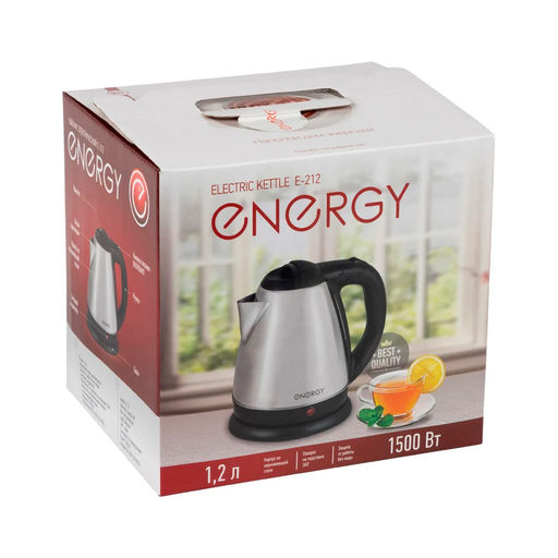 Чайник ENERGY E-212 (1,2 л диск), эл. стальной, арт. 164086